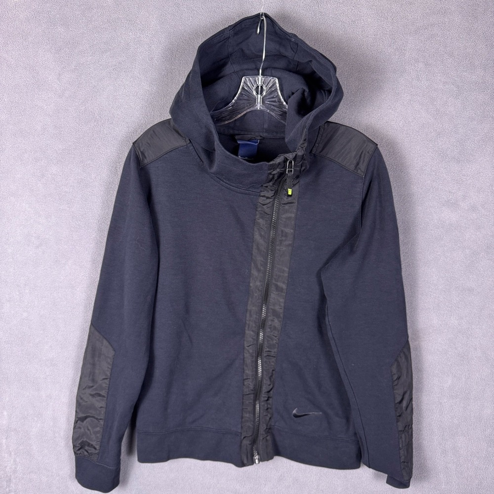 Nike Womens XL Tech Fleece Hoodie Cape Black Asymmetrical Full Zip‎